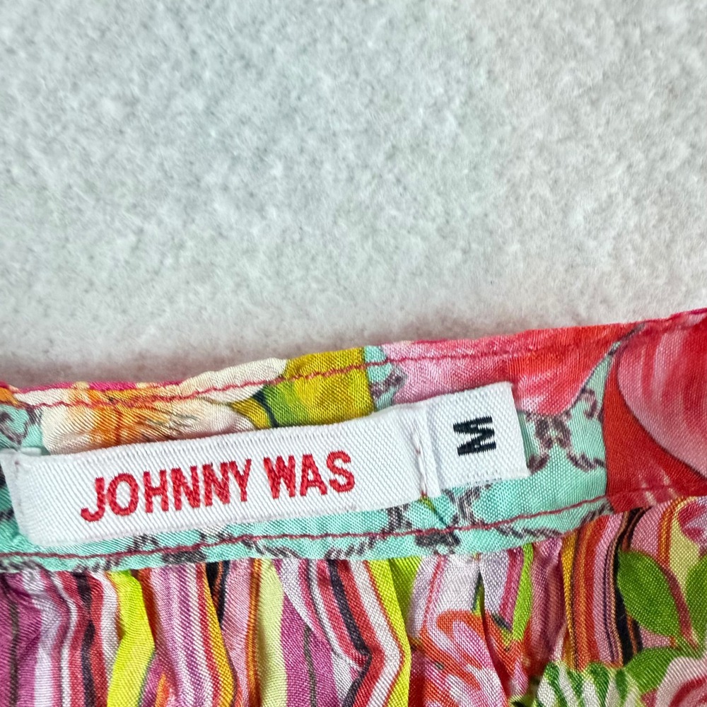 Johnny Was Womens Medium Silk Floral Patchwork Button Down Blouse Pink Turquoise - Picture 2 of 6